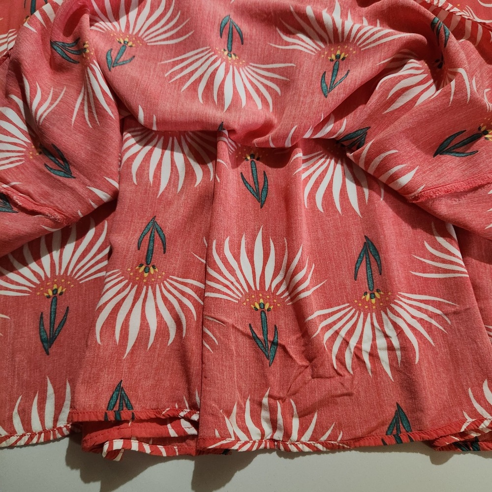 Lulus Trancoso Coral Floral Print Maxi Skirt M Side Zip High Slits Elastic Waist - Picture 6 of 11